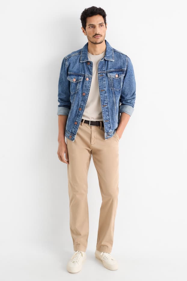 Herren - Chino mit Gürtel - Regular Fit - hellbraun