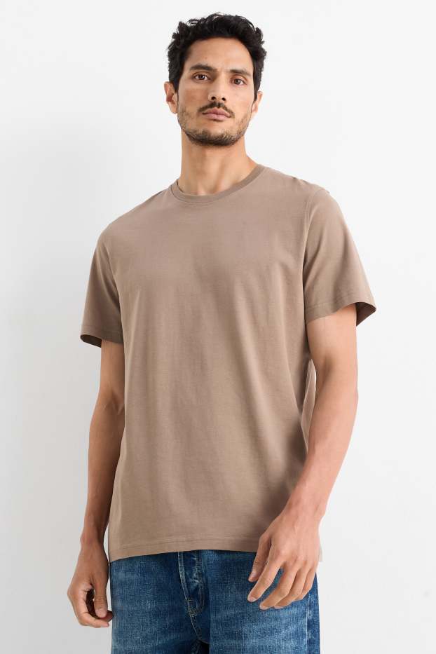 Heren - T-shirt - regular fit - beige