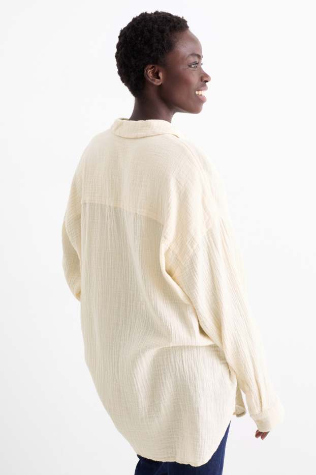 Donna - Blusa di mussola - beige chiaro
