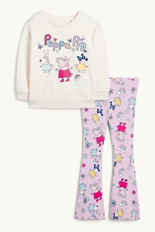Kinder Mädchen - Peppa Wutz - Set - Sweatshirt und Flared Leggings - 2 teilig - cremeweiss