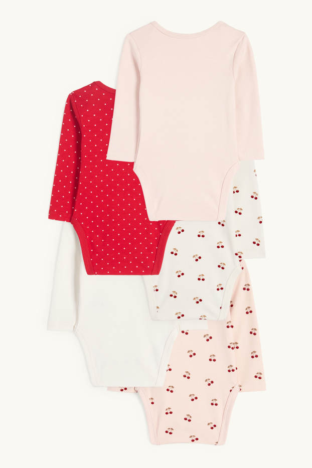 Bébés filles - Lot de 5 - cerise - bodys bébé - beige clair