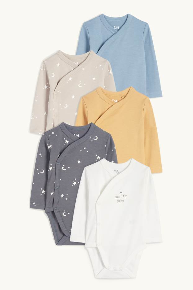 Bébés garçons - Lot de 5 - petites étoiles - bodys bébé - gris foncé
