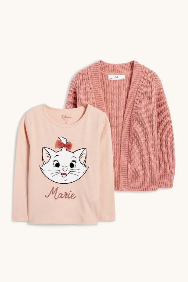 Nena - Els Aristogats - conjunt - samarreta de màniga llarga i jaqueta de punt - 2 peces - rosa fosc