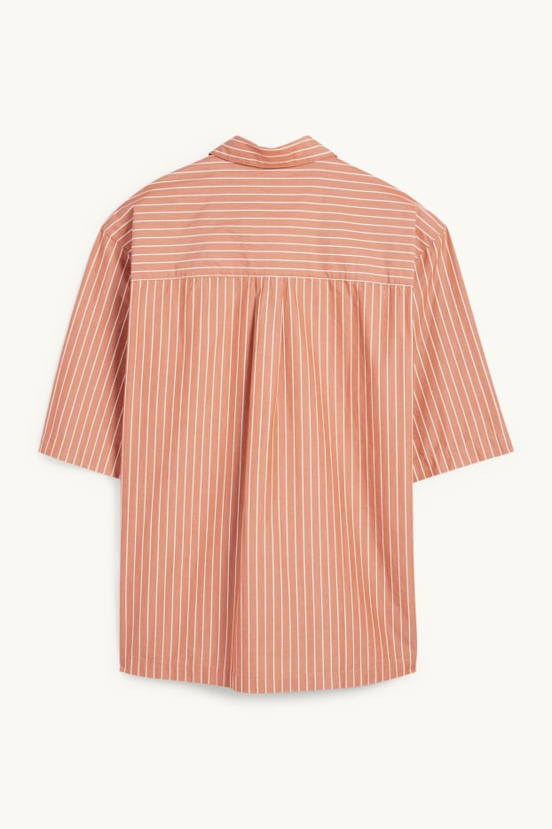 Hommes - Chemise - relaxed fit - col kent - à rayures - terracotta