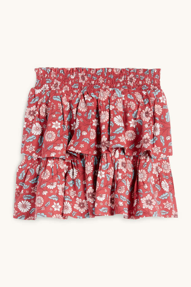 Nena - Faldilla - de flors - vermell fosc