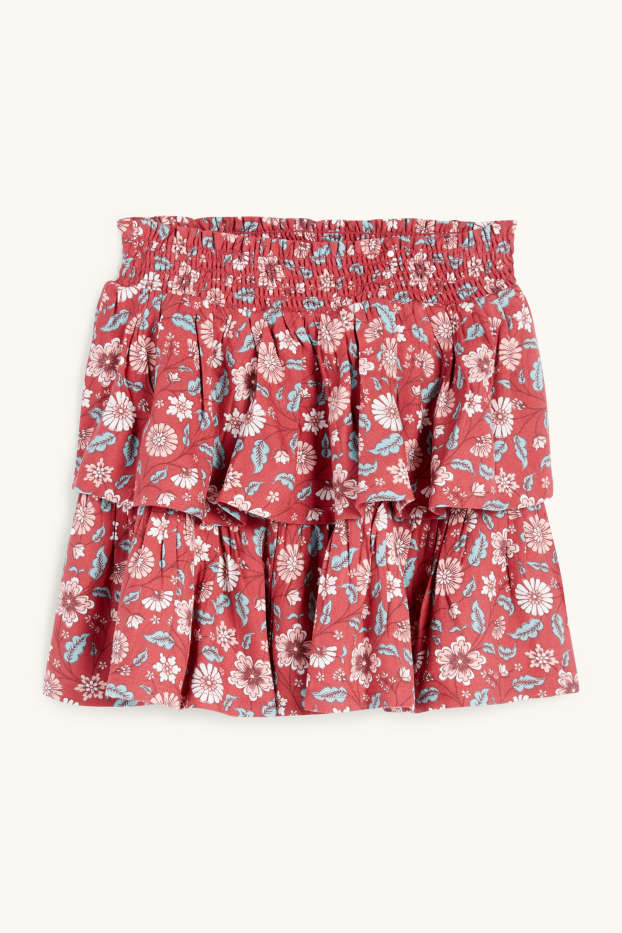 Nena - Faldilla - de flors - vermell fosc