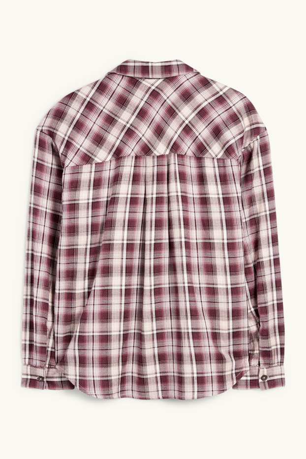 Bambine - Camicia - a quadretti - bordeaux