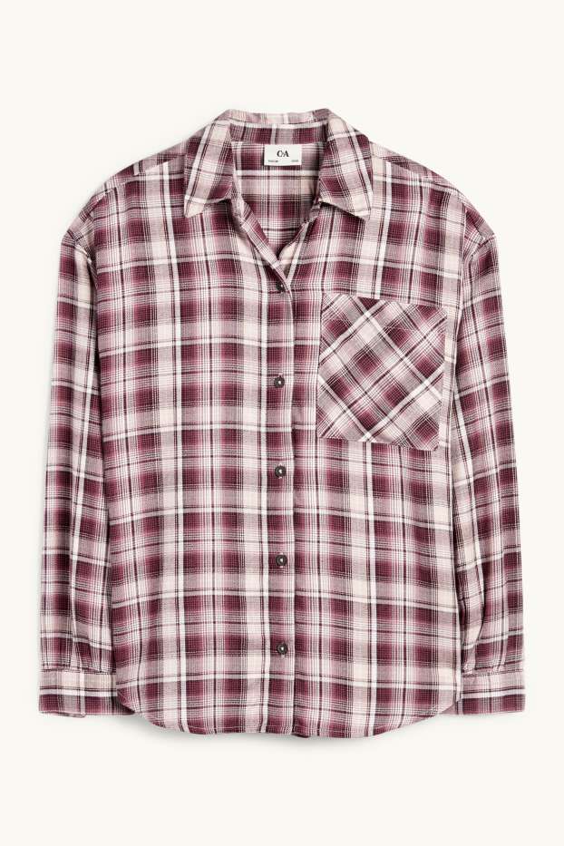 Bambine - Camicia - a quadretti - bordeaux