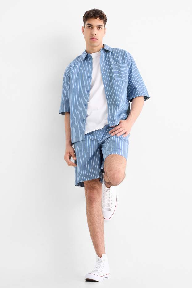 Pánské - Šortky - pruhované - modrá/bílá