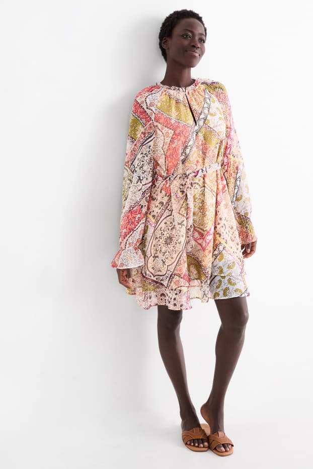 Women - Chiffon dress - patterned - multicoloured