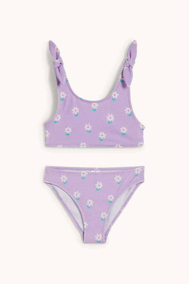 Enfants filles - Bikini - LYCRA® XTRA LIFE™ - 2 pièces - à fleurs - violet clair