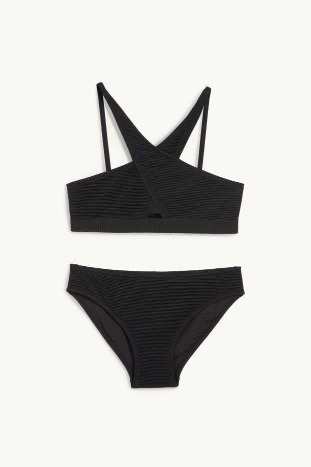 Enfants filles - Bikini - LYCRA® XTRA LIFE™ - finition côtelée - 2 pièces - noir
