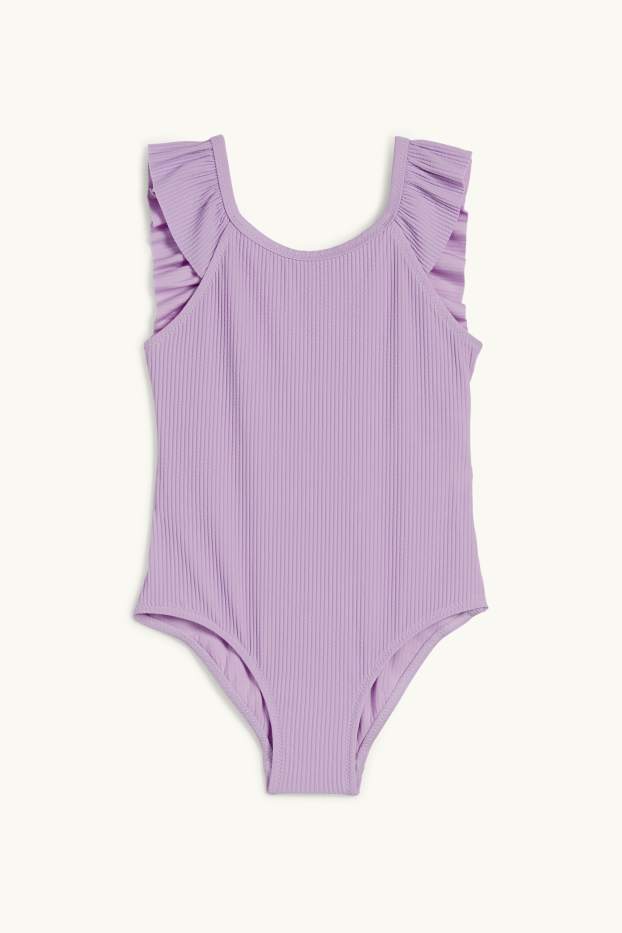 Kinder Mädchen - Badeanzug - LYCRA® XTRA LIFE™ - gerippt - hellviolett