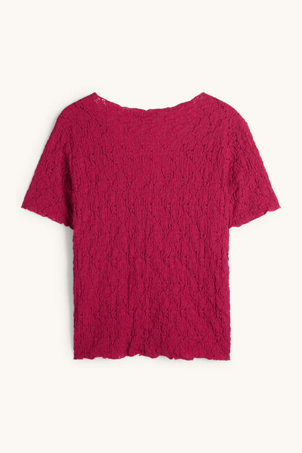 Femmes - T-shirt - regular fit - finition texturée - rose