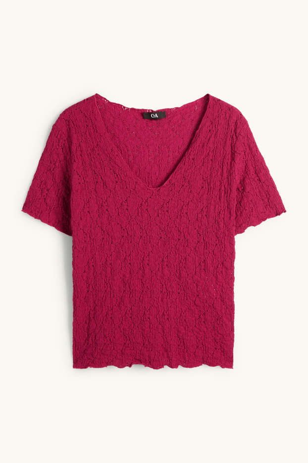 Femmes - T-shirt - regular fit - finition texturée - rose