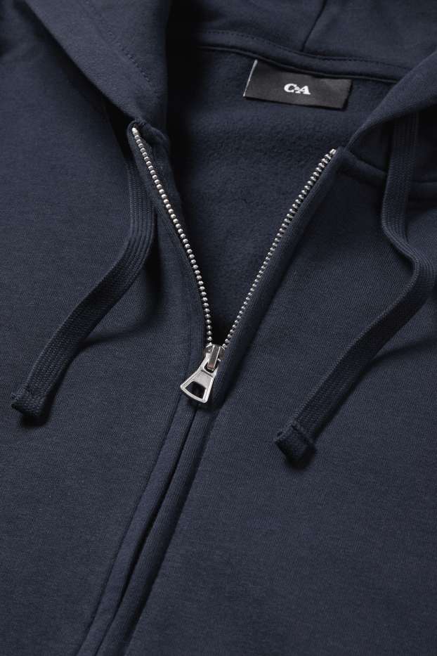 Hommes - Sweat zippé à capuche - bleu foncé