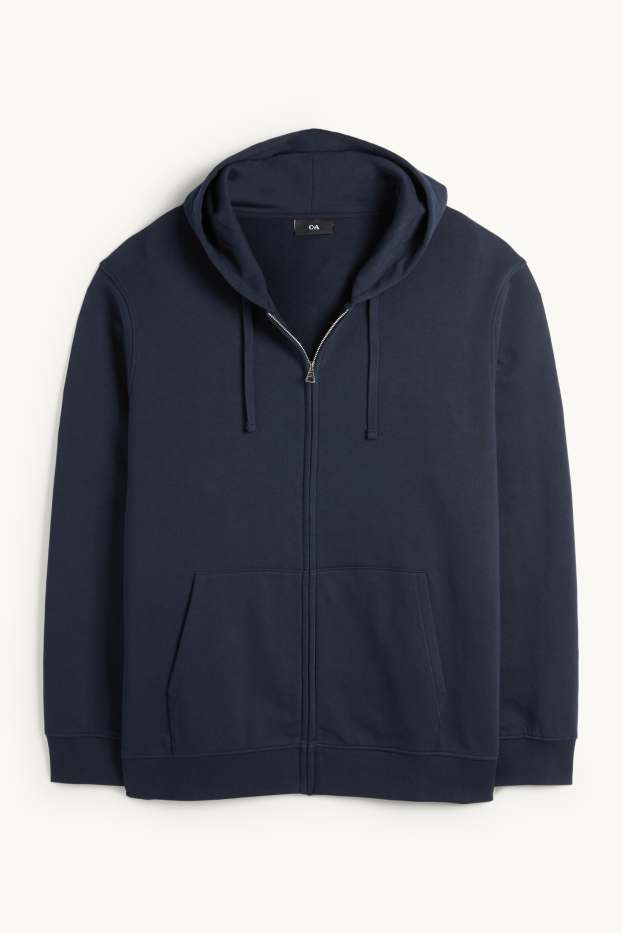 Hommes - Sweat zippé à capuche - bleu foncé