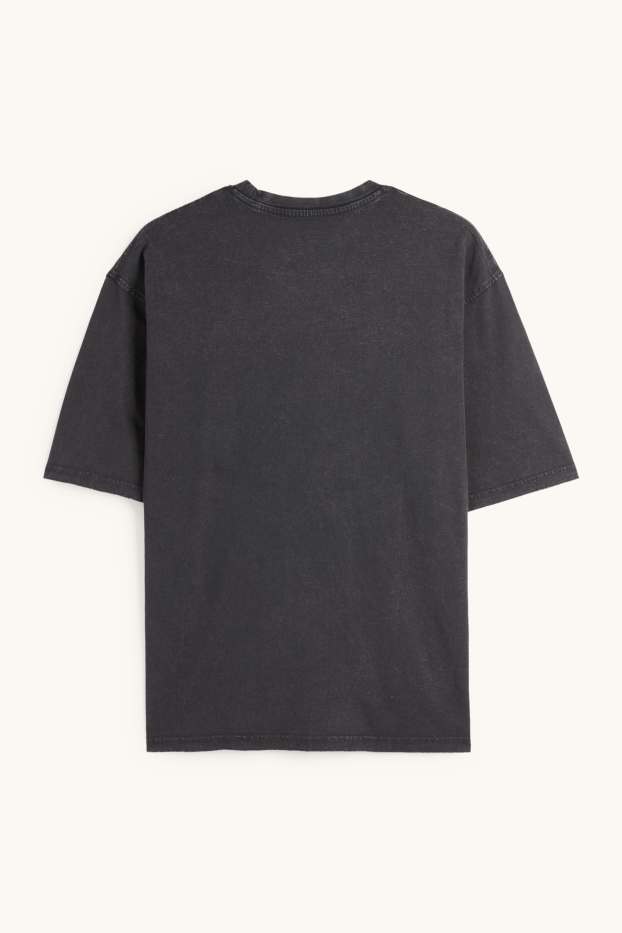 Heren - T-shirt - oversized - KISS - antraciet
