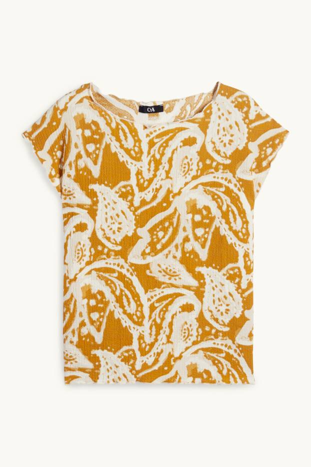 Dona - Samarreta de màniga curta - estampada - estructurada - groc