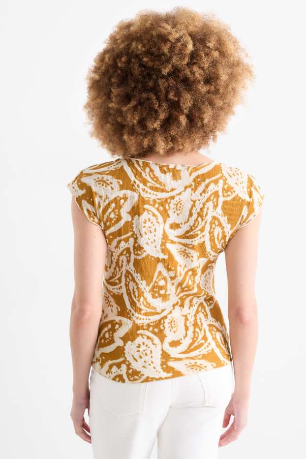 Dona - Samarreta de màniga curta - estampada - estructurada - groc