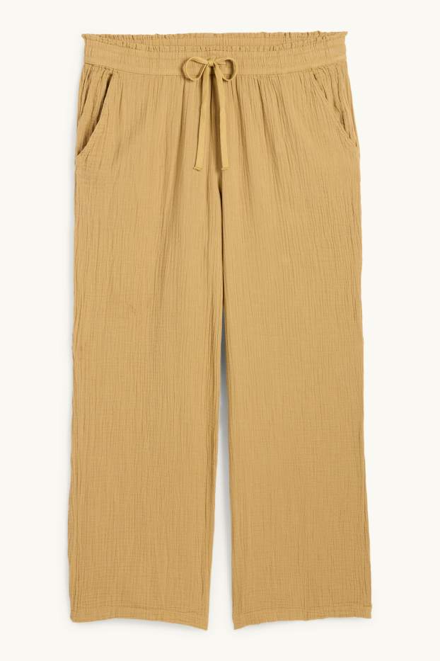Damen - Stoffhose - Mid Waist - Comfort Fit - strukturiert - senfgelb