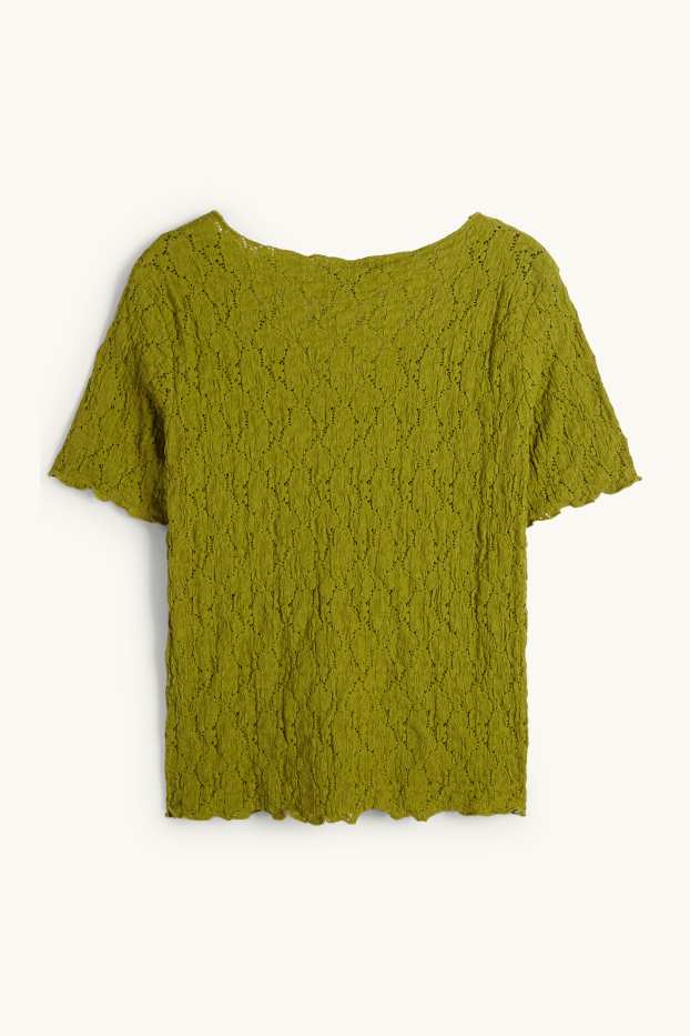 Femmes - T-shirt - regular fit - finition texturée - vert