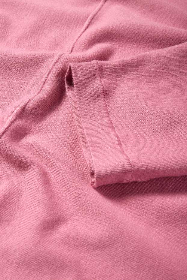 Femei - Pulover din tricot fin - roz închis