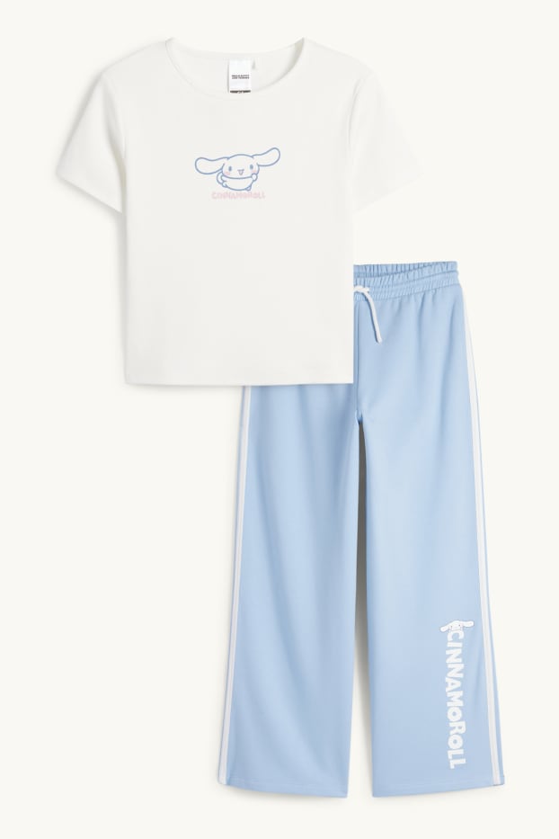 Nena - Cinnamoroll - conjunt - samarreta de màniga curta i pantalons de xandall - 2 peces - blanc / blau clar