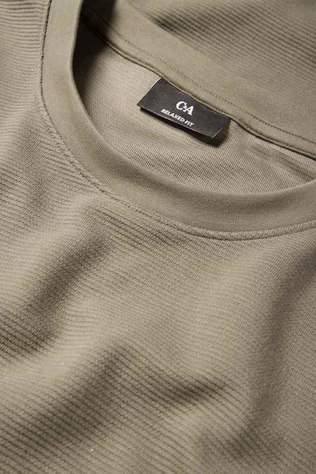 Herren - T-Shirt - Relaxed Fit - gerippt - khaki