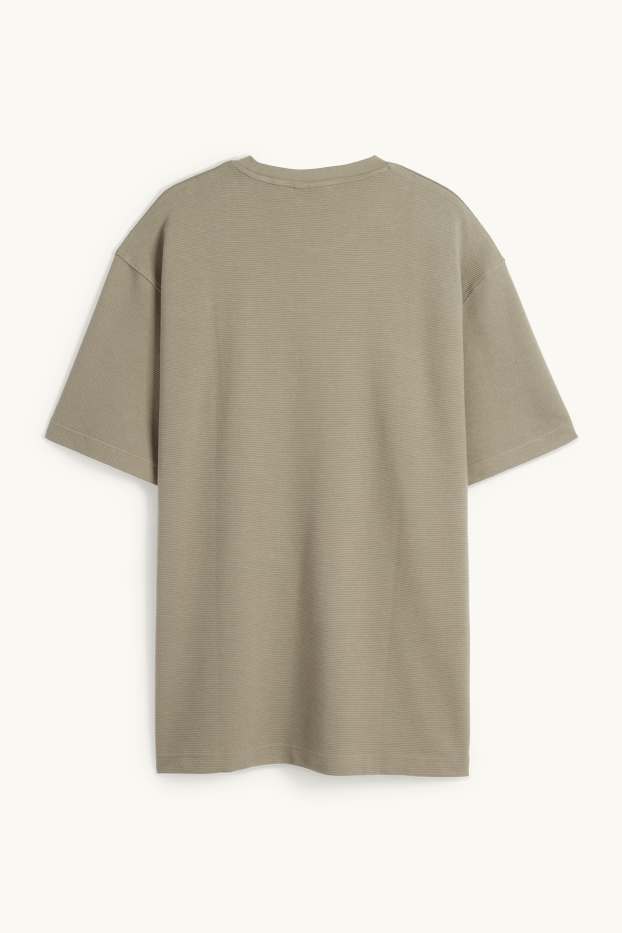 Herren - T-Shirt - Relaxed Fit - gerippt - khaki