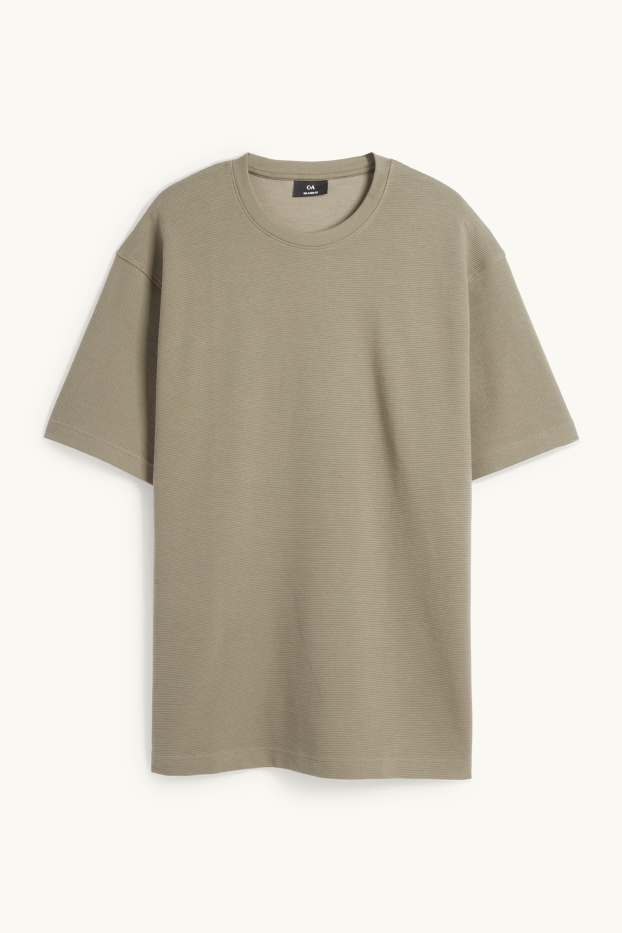 Herren - T-Shirt - Relaxed Fit - gerippt - khaki