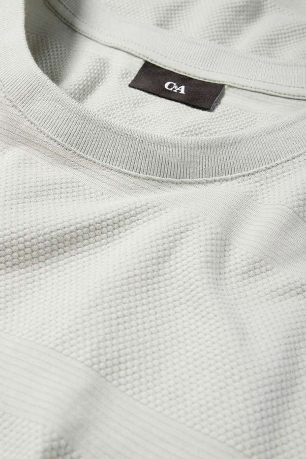 Men - T-shirt - regular fit - textured - light gray