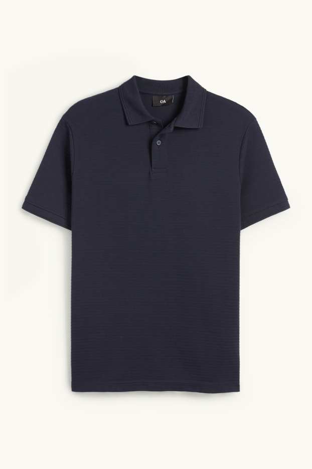 Home - Polo - regular fit - acanalat - blau fosc