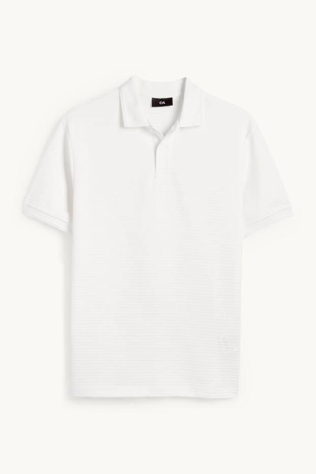 Heren - Poloshirt - regular fit - geribd - wit