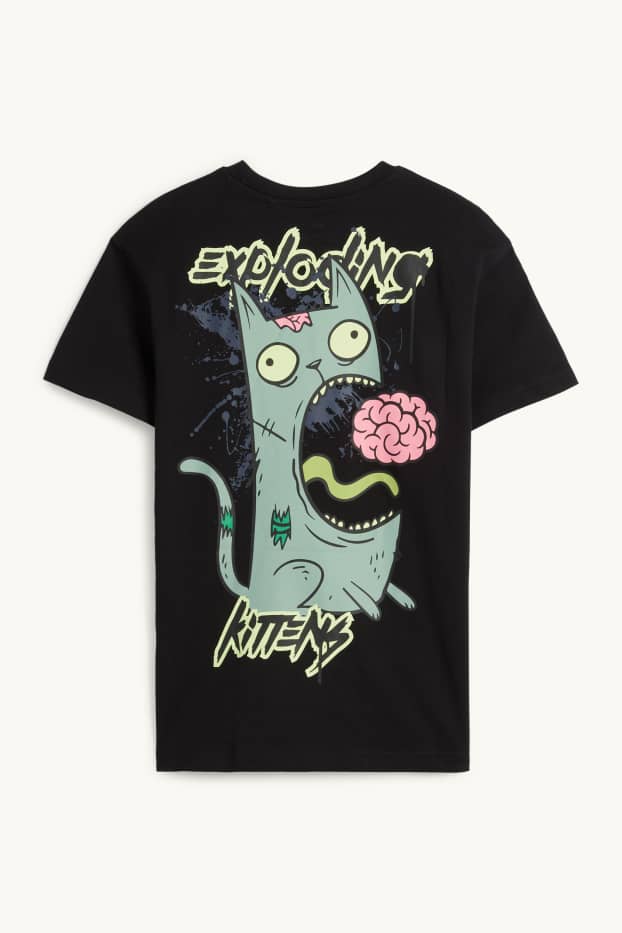 Kinderen: jongens - Exploding Kittens - T-shirt - zwart