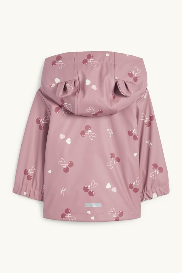 Neonate - Ciliegia - giacca per la pioggia con cappuccio per neonate - impermeabile - rosa scuro