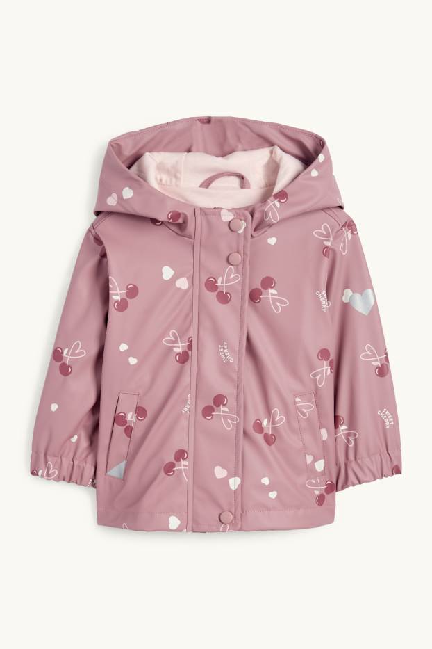 Neonate - Ciliegia - giacca per la pioggia con cappuccio per neonate - impermeabile - rosa scuro
