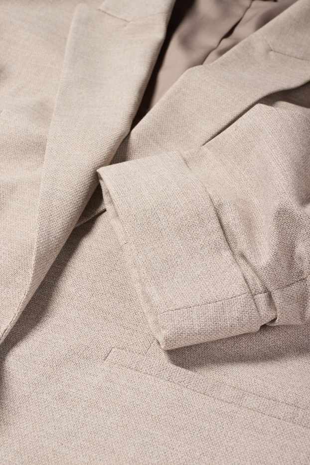 Femmes - Blazer long - regular fit - finition texturée - beige