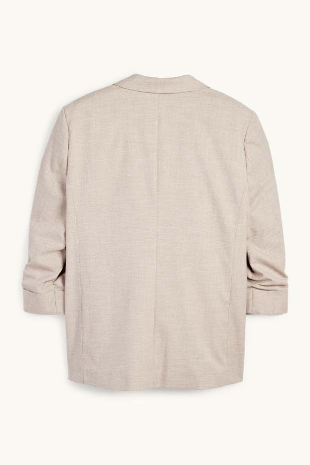 Femmes - Blazer long - regular fit - finition texturée - beige