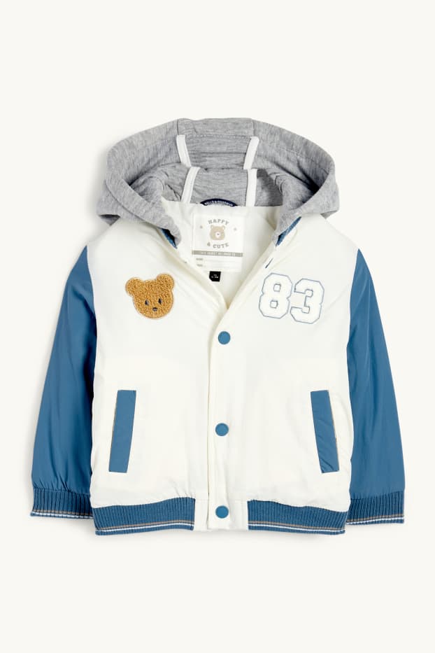 Nadó nen - Osset - jaqueta d'estil universitari amb caputxa per a nadó - blau