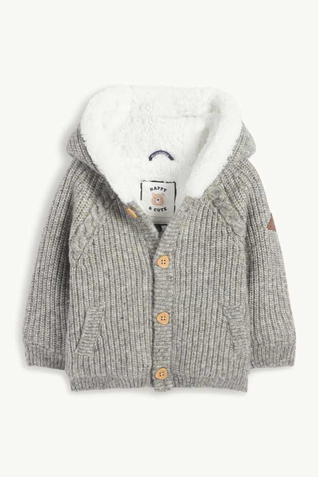 Nadó nen - Jaqueta de punt amb caputxa per a nadó - acanalada - gris
