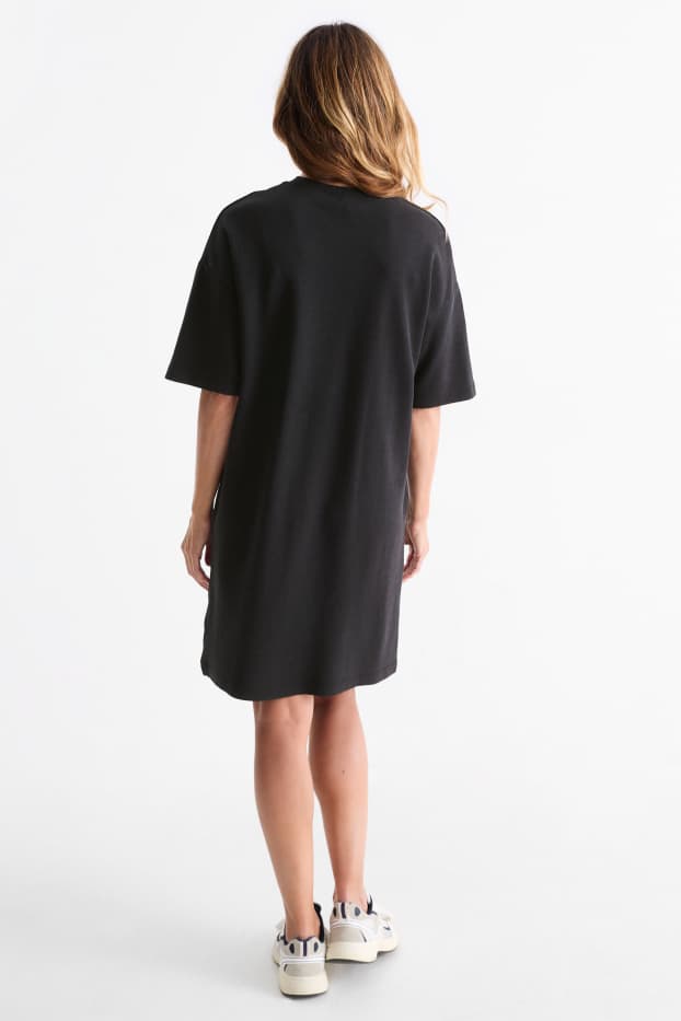 Dames - T-shirt-jurk - zwart