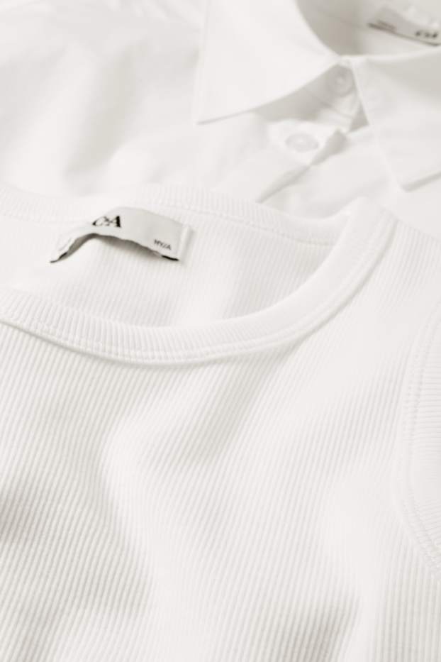 Kinder Mädchen - Set - Hemd und Singlet - 2 teilig - weiss