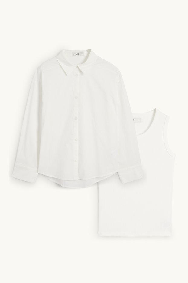 Kinder Mädchen - Set - Hemd und Singlet - 2 teilig - weiss