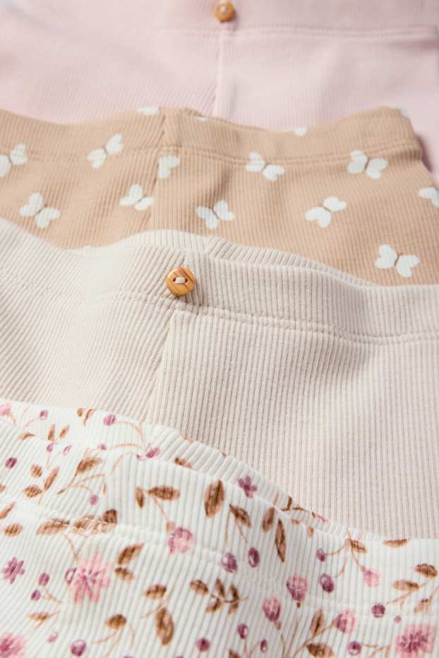 Baby Mädchen - Multipack 4er - Blümchen und Schmetterling - Baby-Leggings - beige
