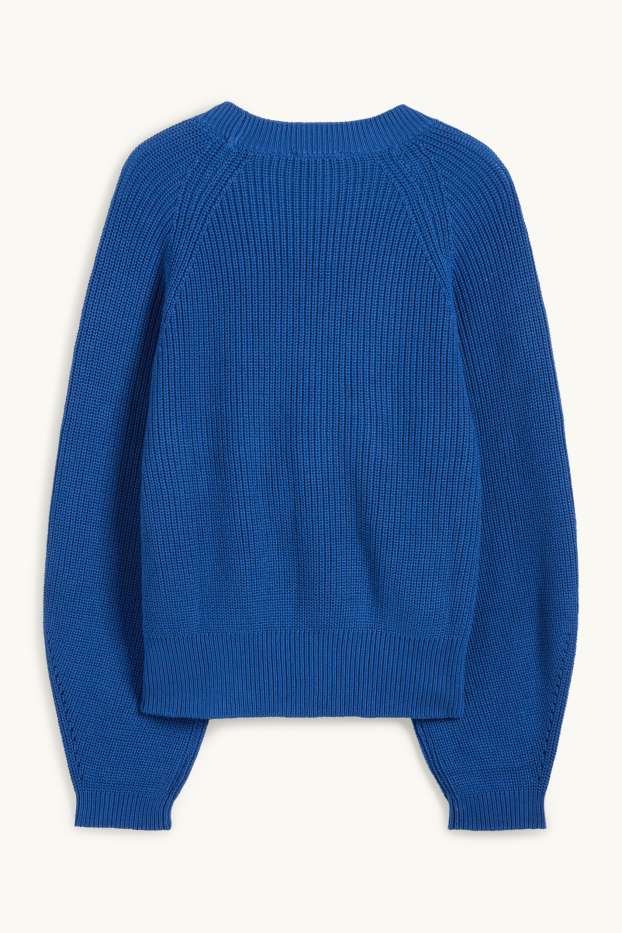 Femmes - Pull - finition côtelée - bleu