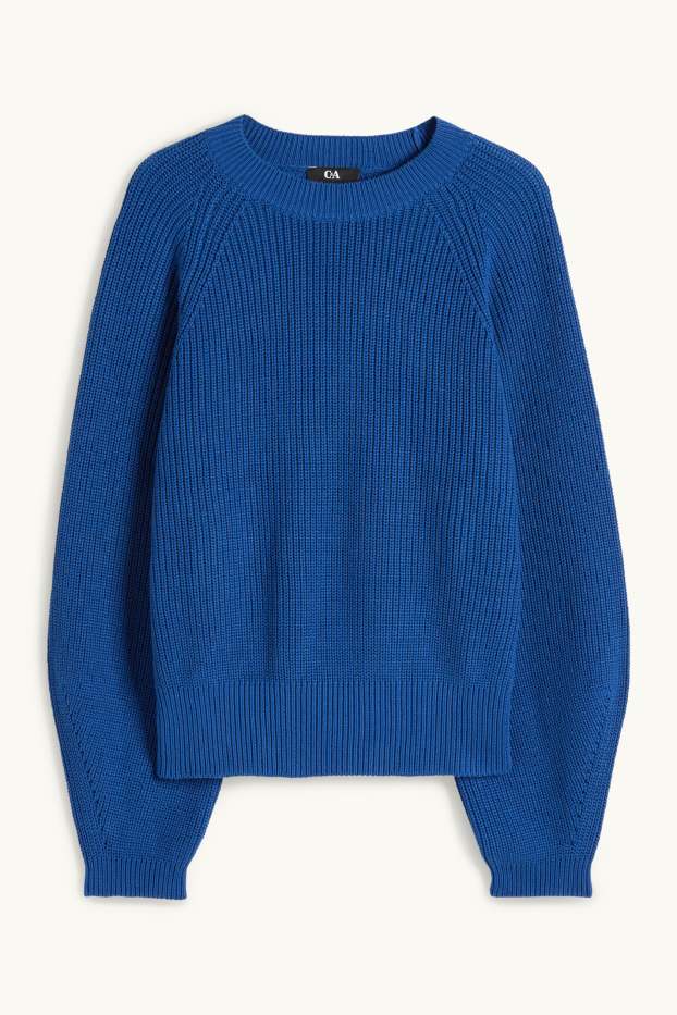 Femmes - Pull - finition côtelée - bleu