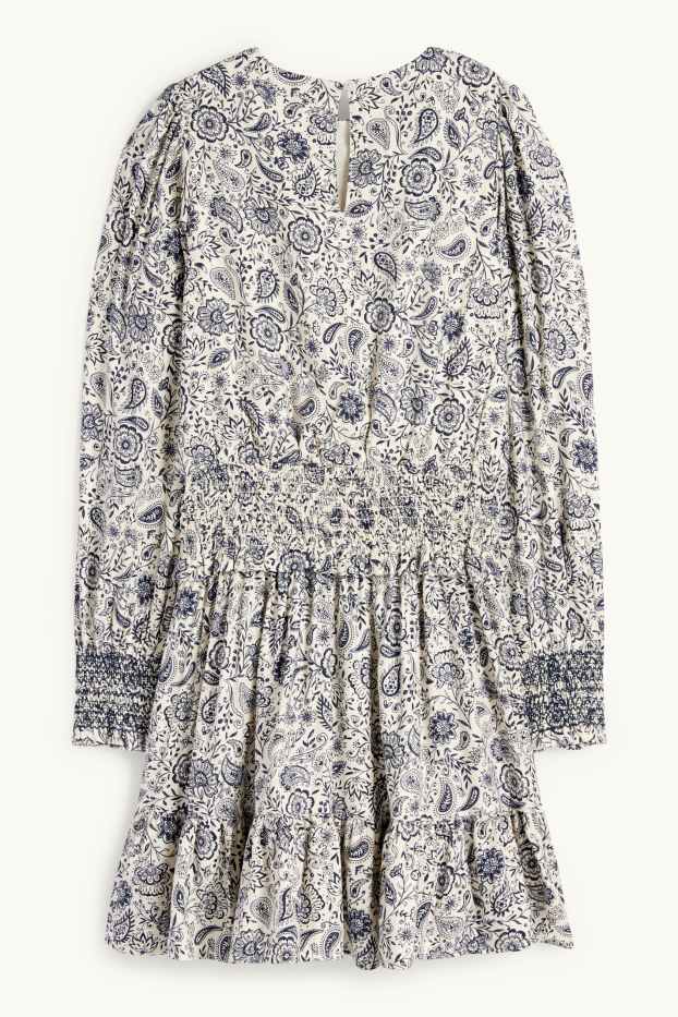 Children Girls - Dress - floral - blue / white