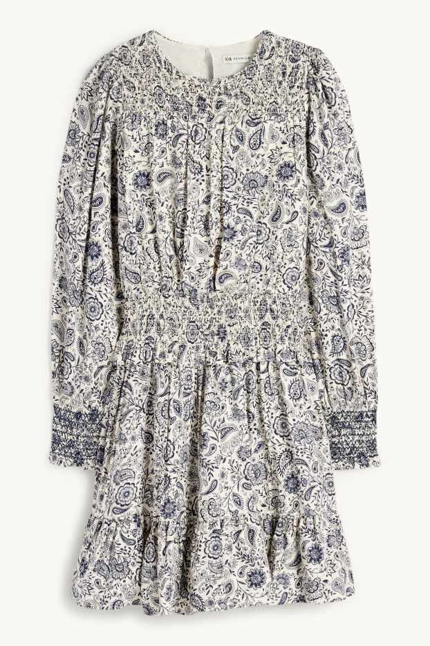 Children Girls - Dress - floral - blue / white