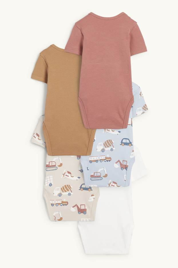 Bébés garçons - Lot de 5 - véhicules - bodys bébé - bleu clair
